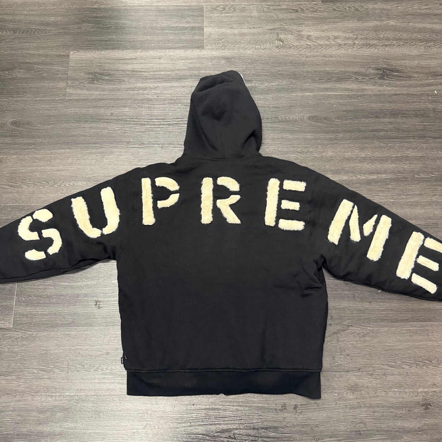 Supreme Faux Fur Lined Zip Up Hooded Sweatshirt