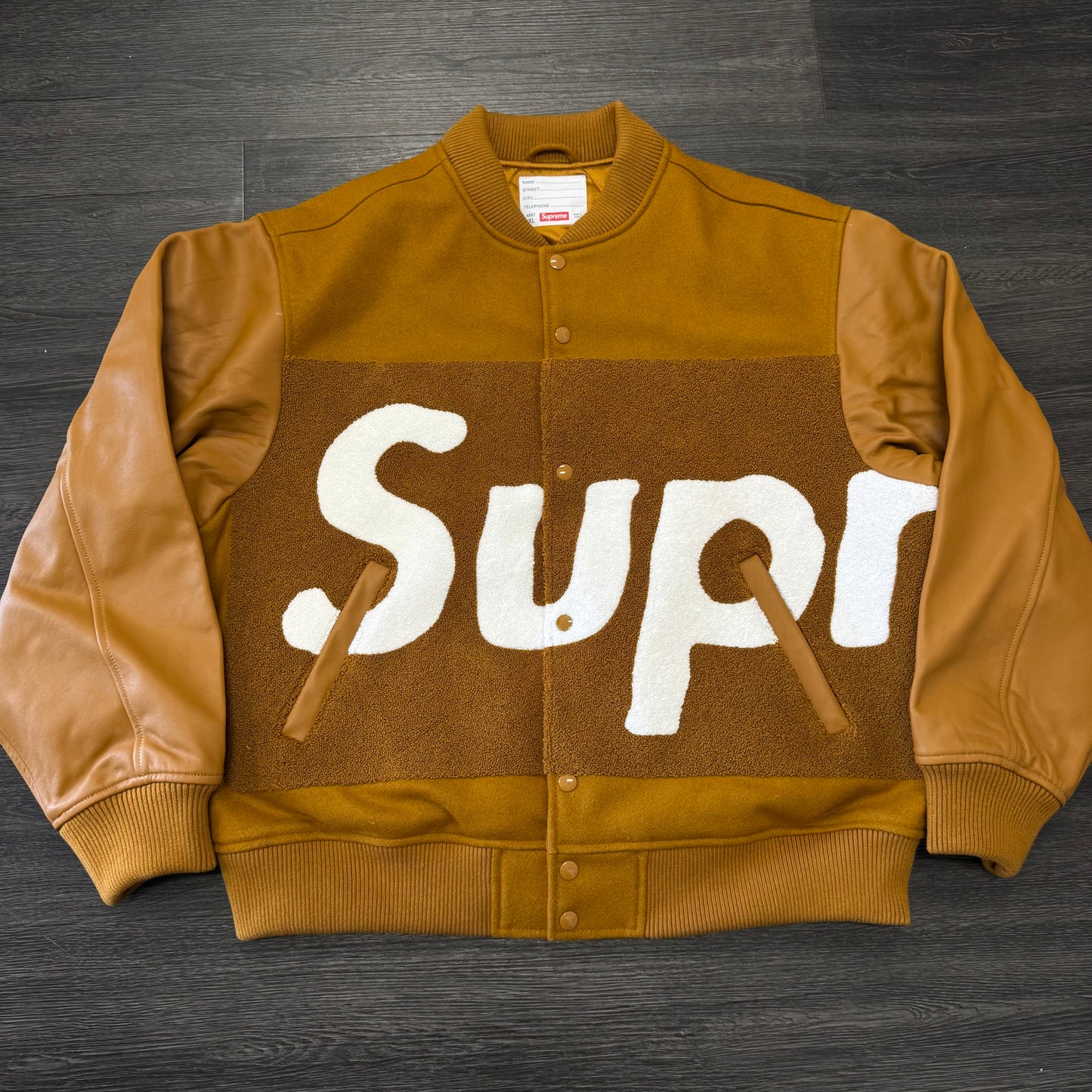 Supreme Big Logo Chenille Varsity Jacket Mustard