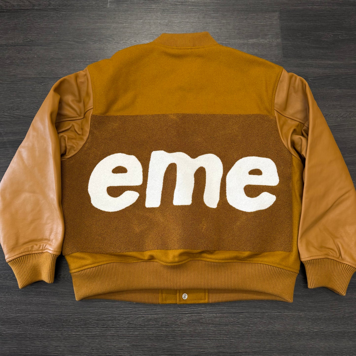 Supreme Big Logo Chenille Varsity Jacket Mustard
