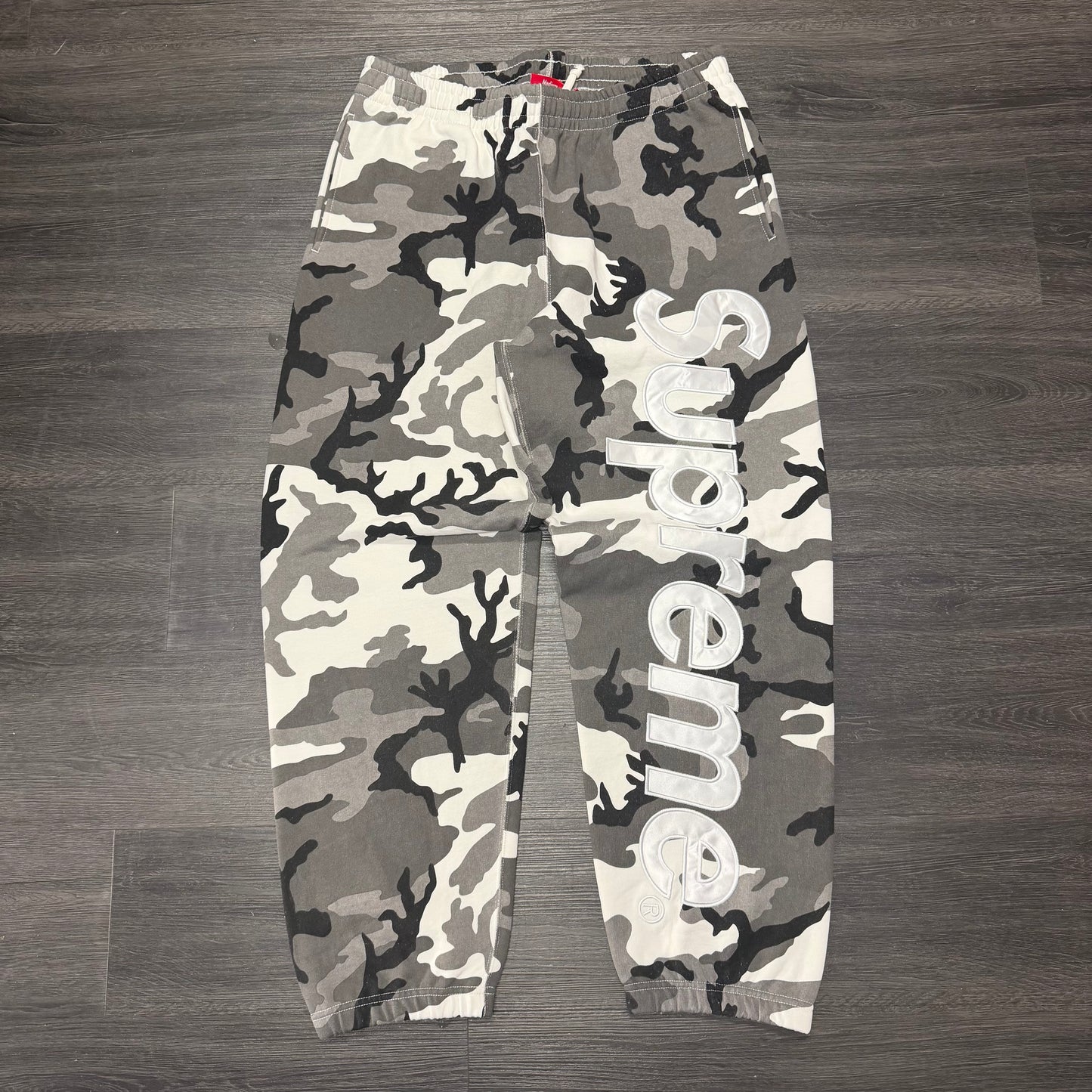 Supreme Camo Satin Logo Sweatpants