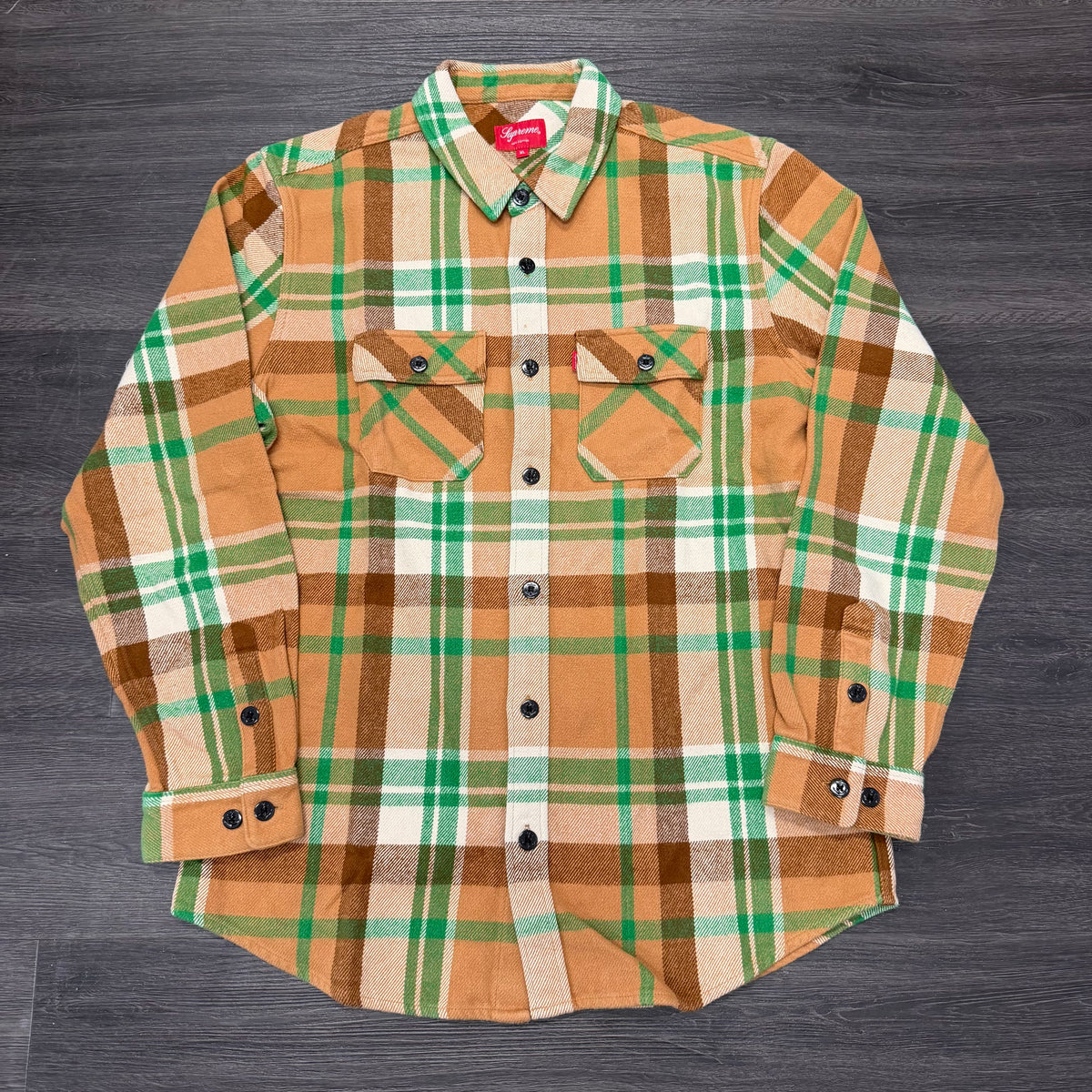 Supreme Brown Green Button Up