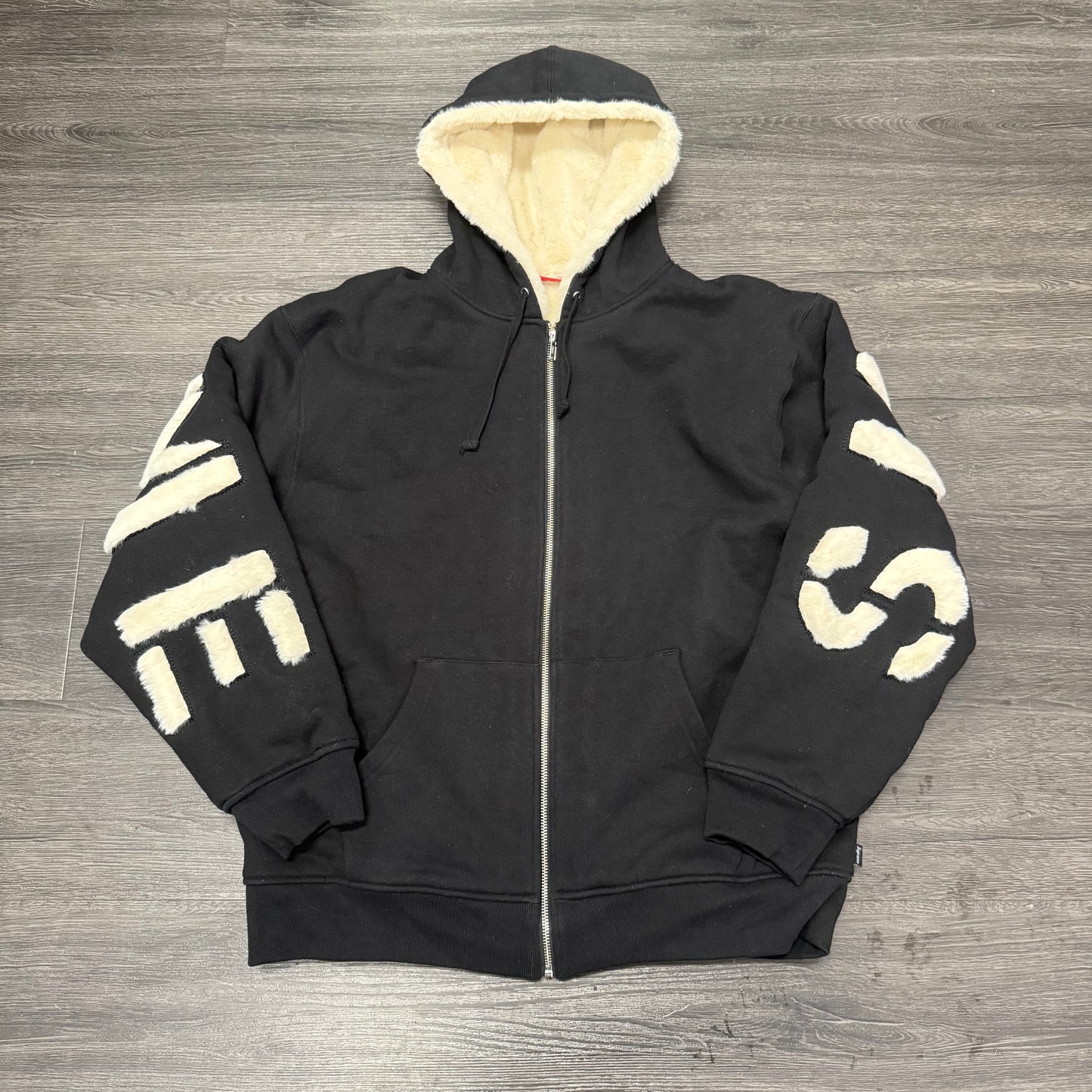 Supreme Faux Fur Lined Zip Up Hooded Sweatshirt