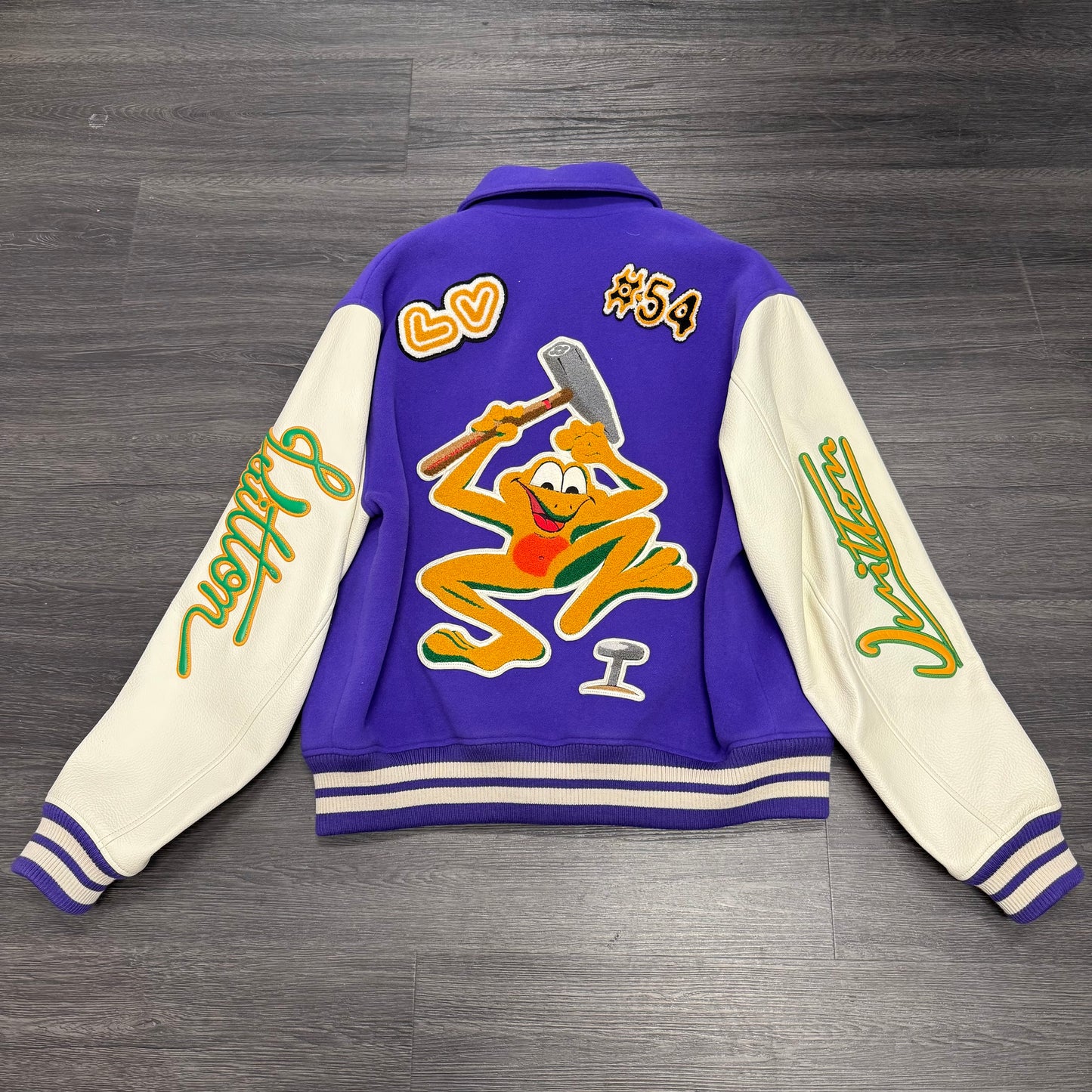 Louie Multi-Patches Mixed Leather Varsity Jacket