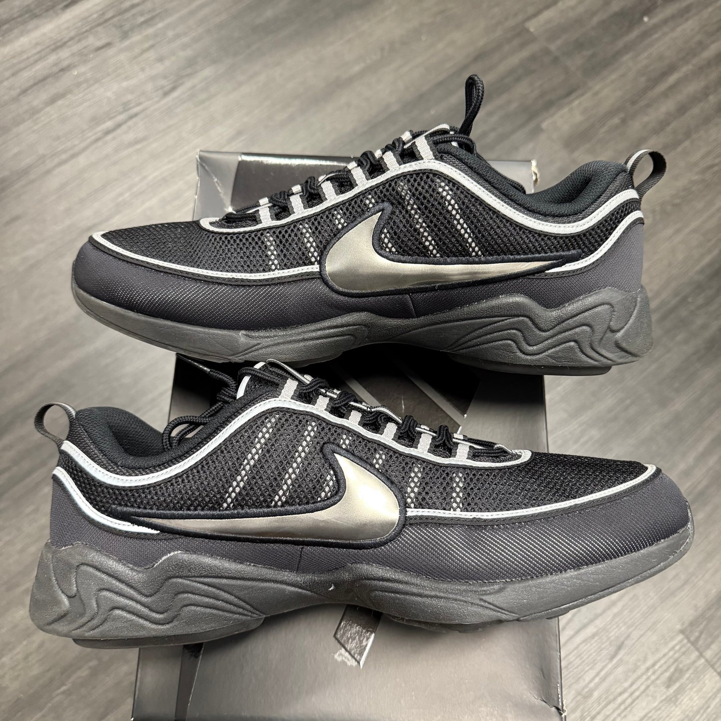 Nike Air Zoom Spiridon Black Metallic Silver U14