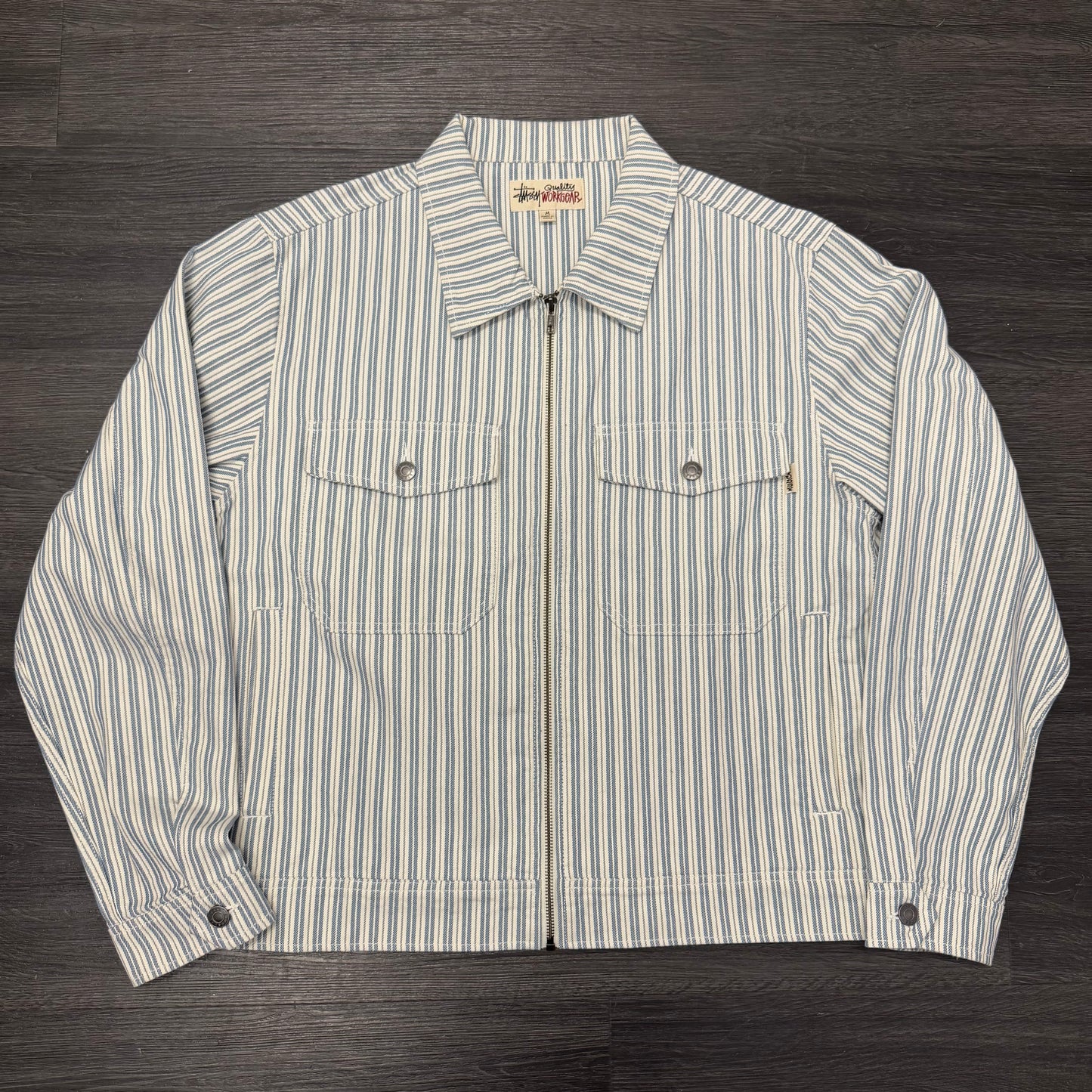 Stussy Striped Workgear Zip Up Jacket