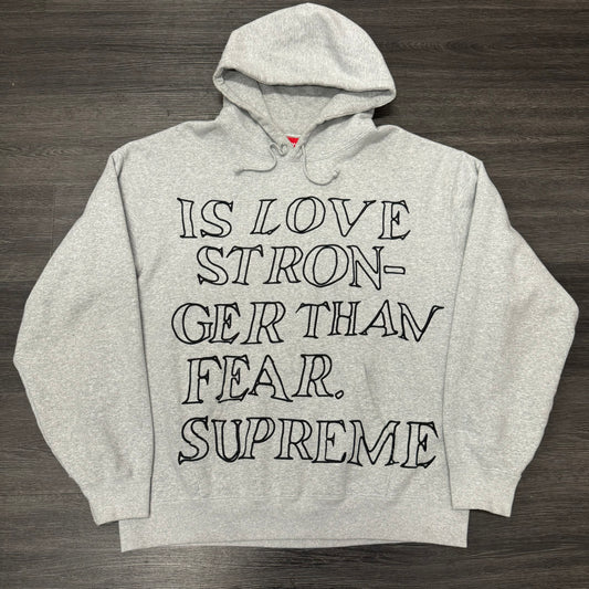 Supreme Stronger Than Fear Hoodie Grey