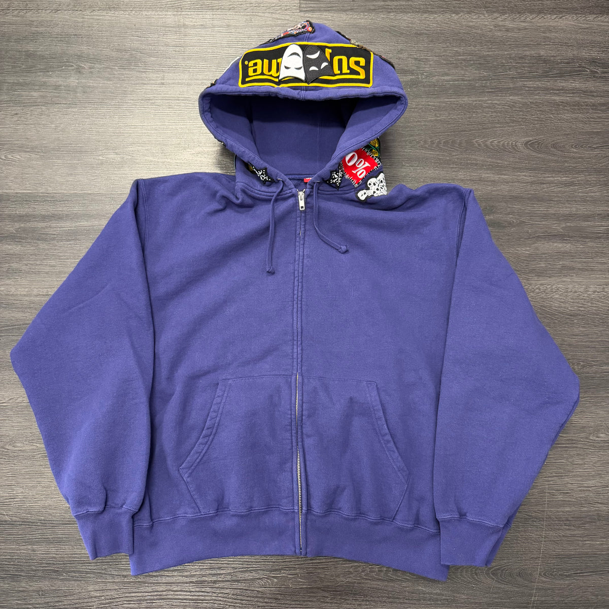 Supreme Patchwork Zip Up Washed Navy