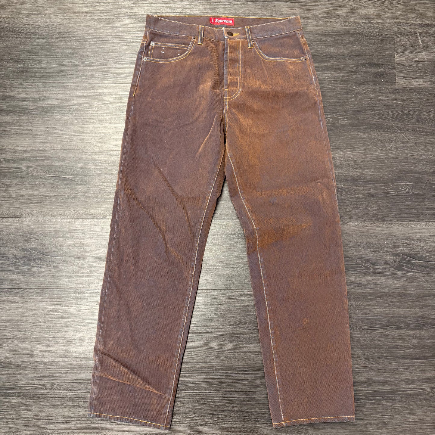 Supreme Flocked Regular Jean Gold