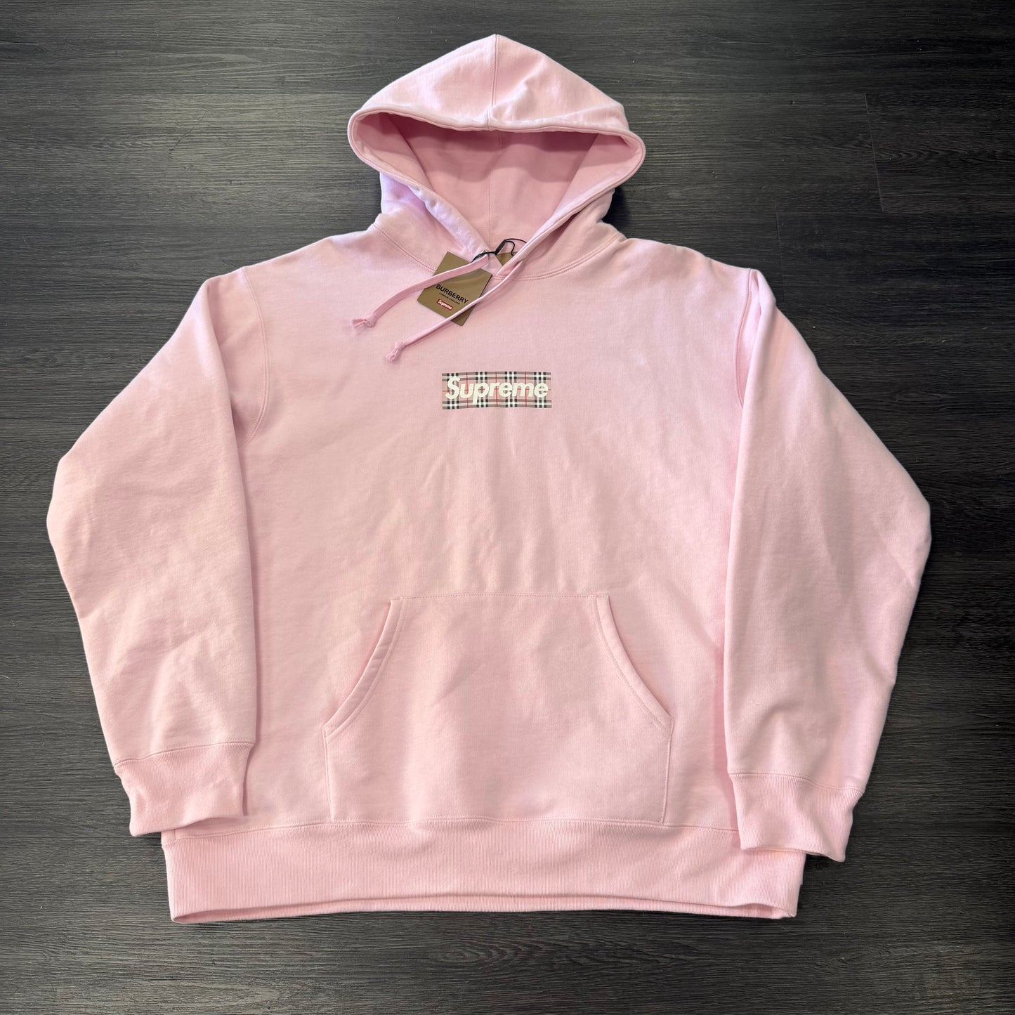 Supreme Burberry Hoodie Pink