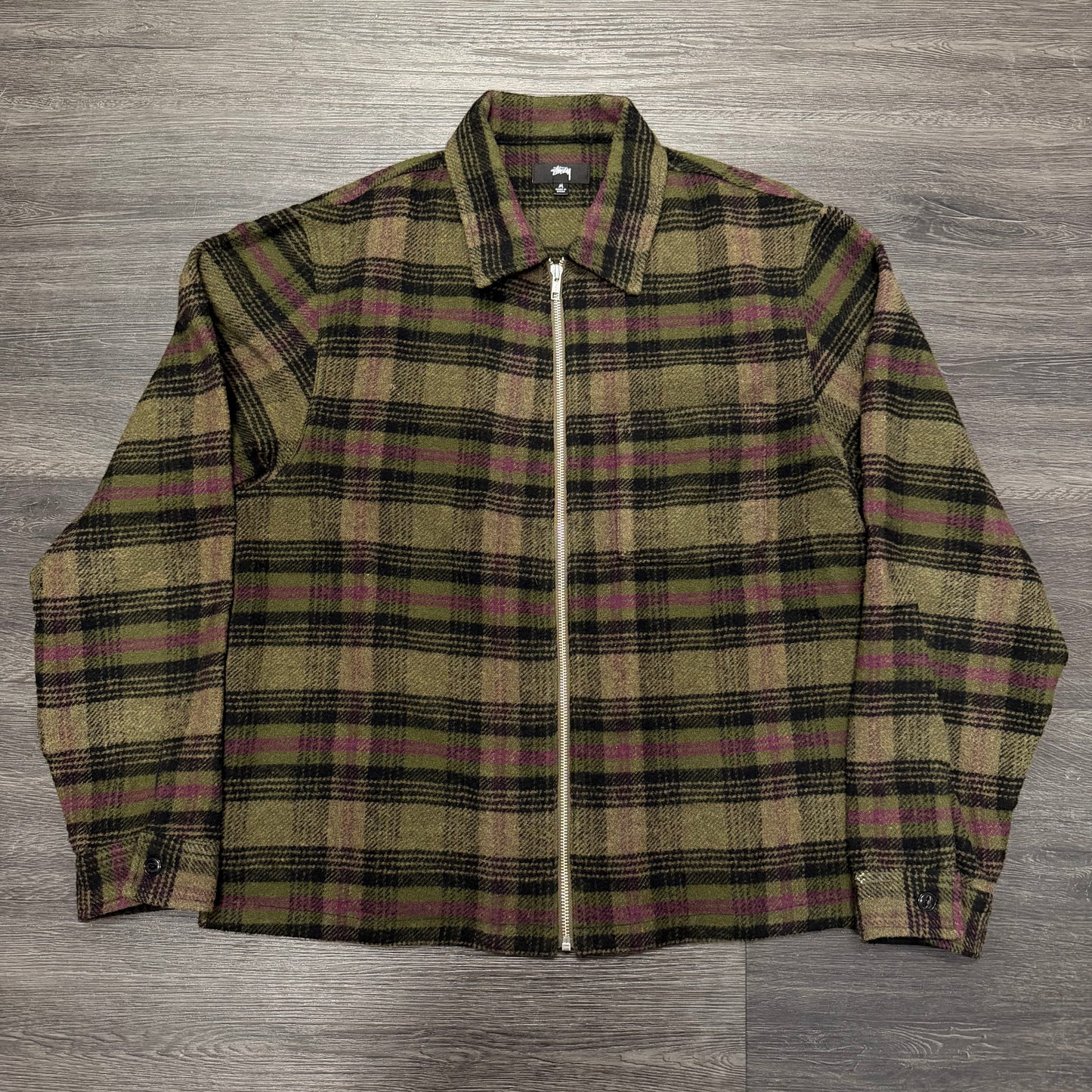 Stussy Flannel Zip Up Green Purple