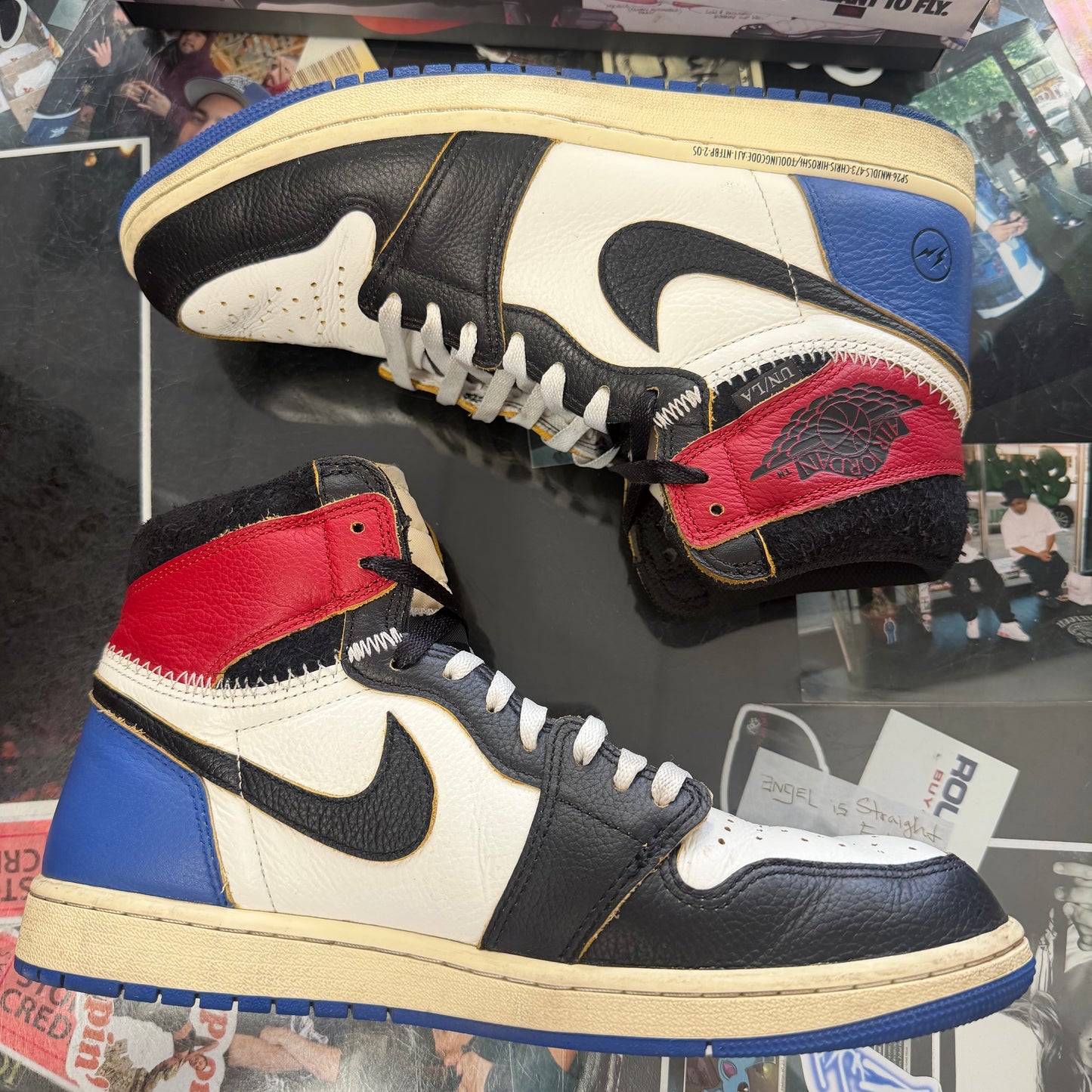 Jordan 1 Retro High OG SP Fragment x Union LA Varsity Red Sport Royal U11