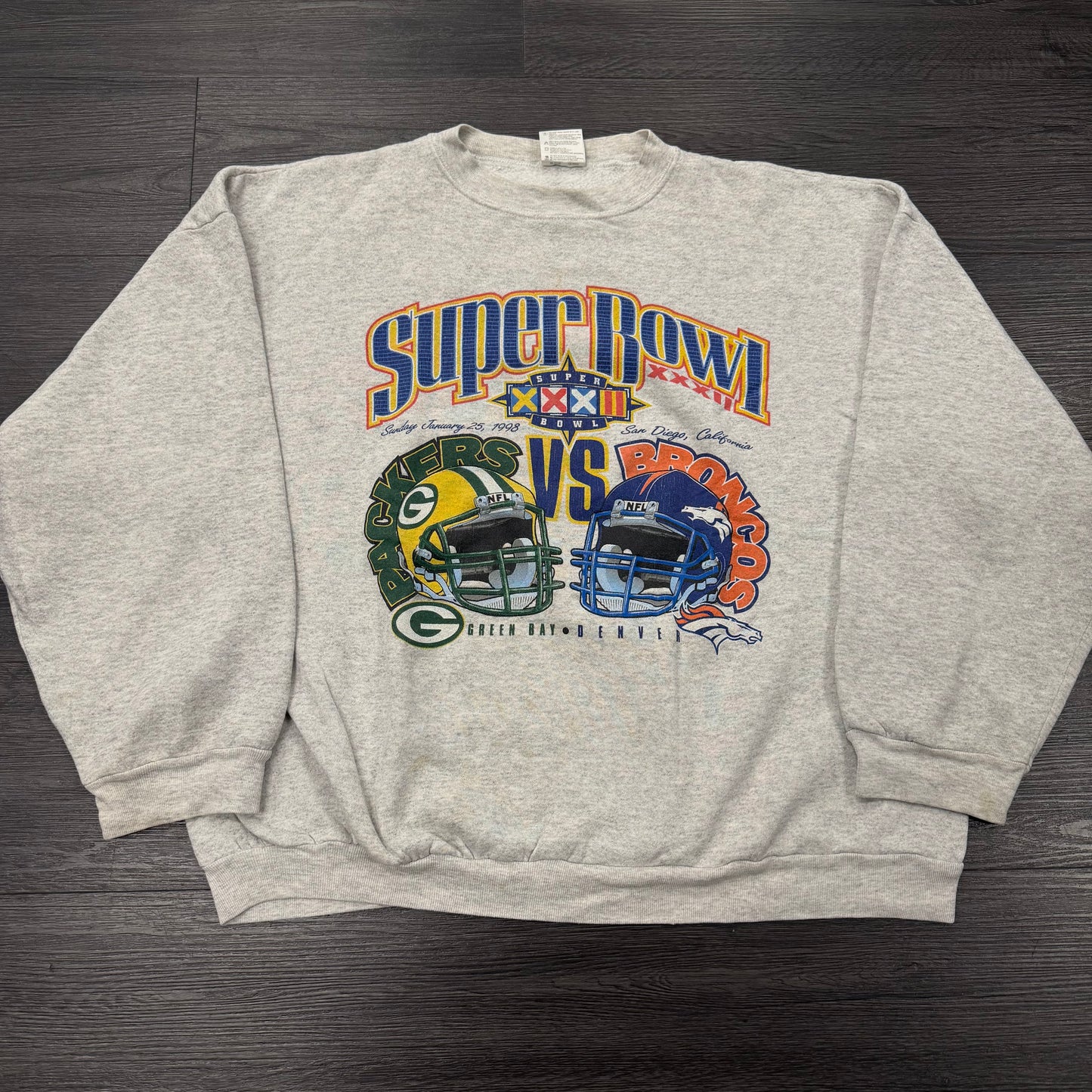 Packers Broncos Superbowl Vintage Crewneck