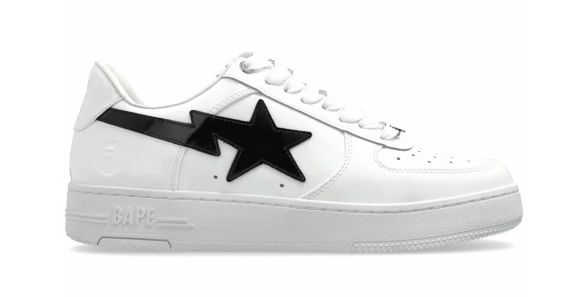 A Bathing Ape Bape Sta #1 White Black Patent Leather