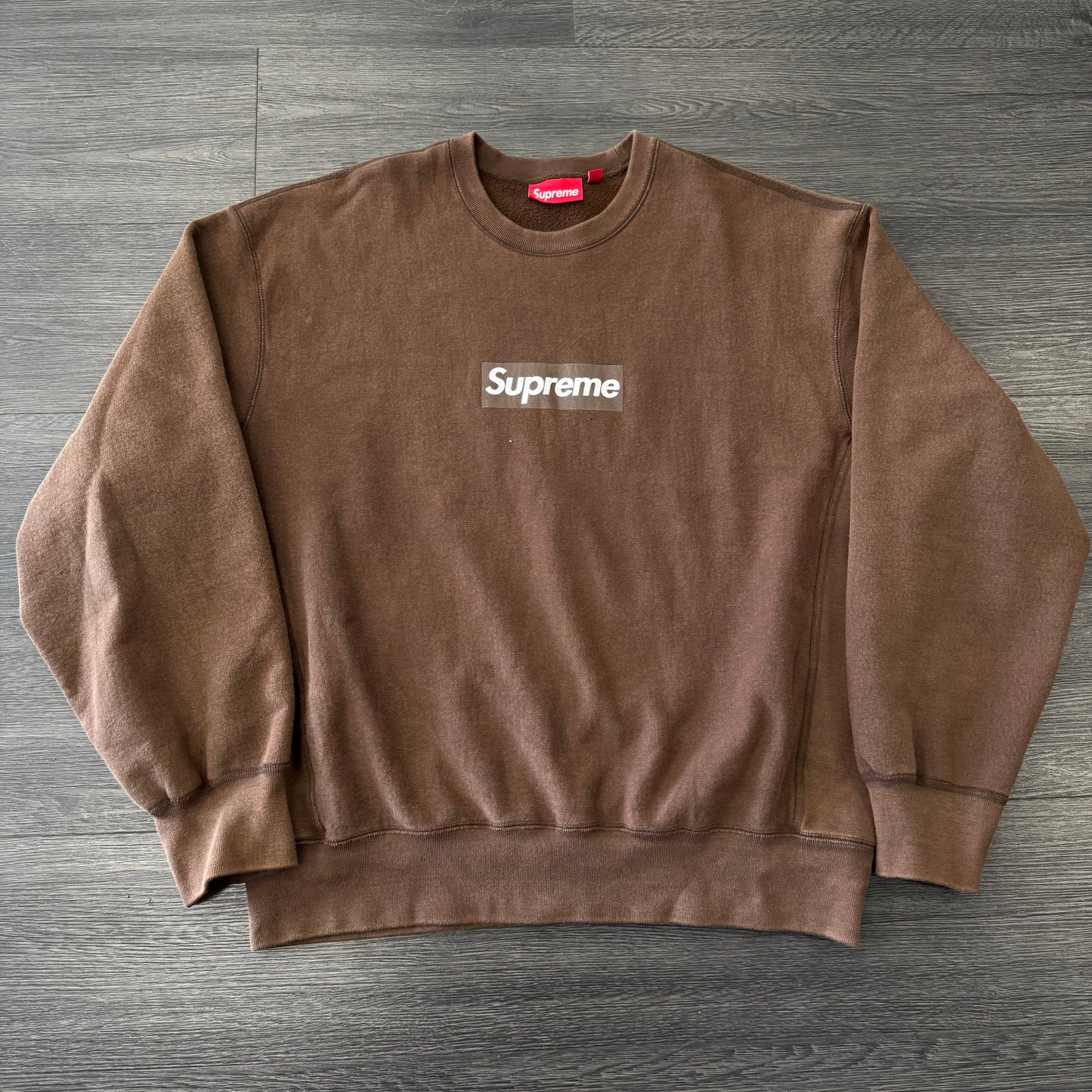 Supreme Box Logo Crewneck Washed Brown