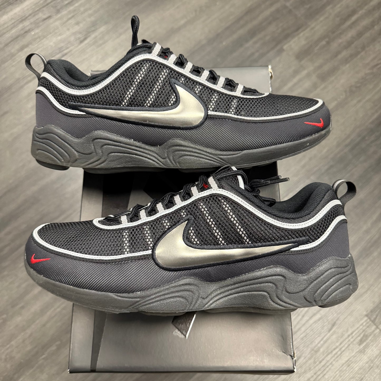 Nike Air Zoom Spiridon Black Metallic Silver U14