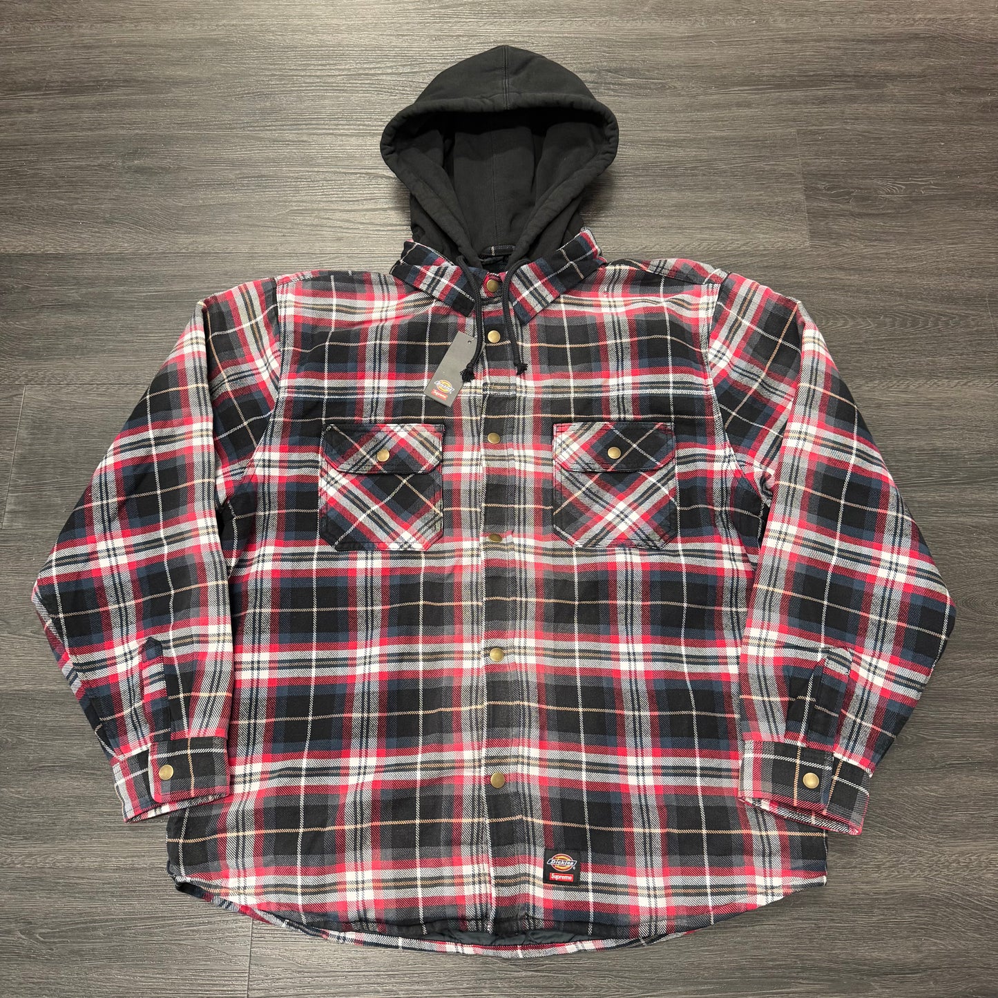 Supreme Dickies Lined Zip Up Hooded Flannel Shirt