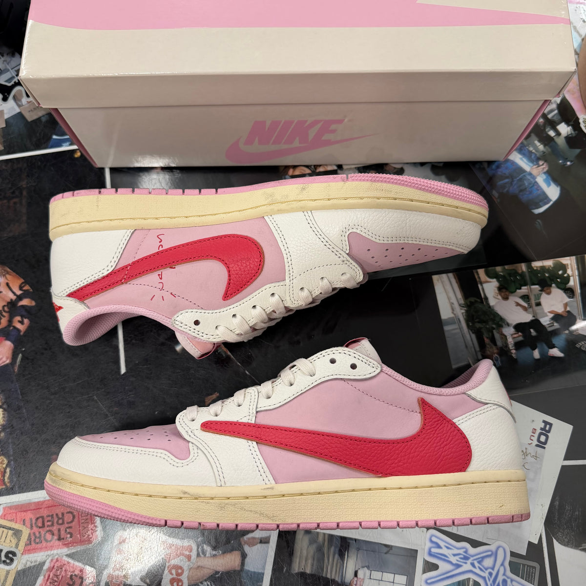 Jordan 1 Retro Low OG SP Travis Scott Sail Tropical Pink U10.5**