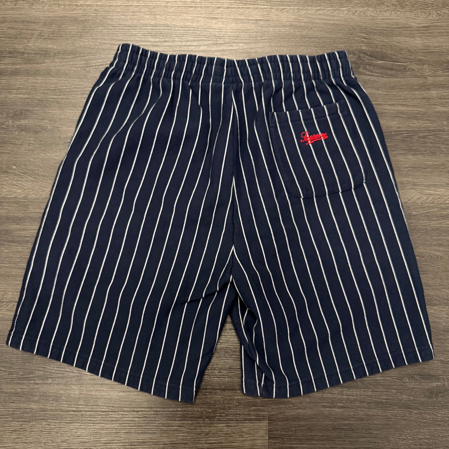 Supreme Striped Sweat Shorts Navy