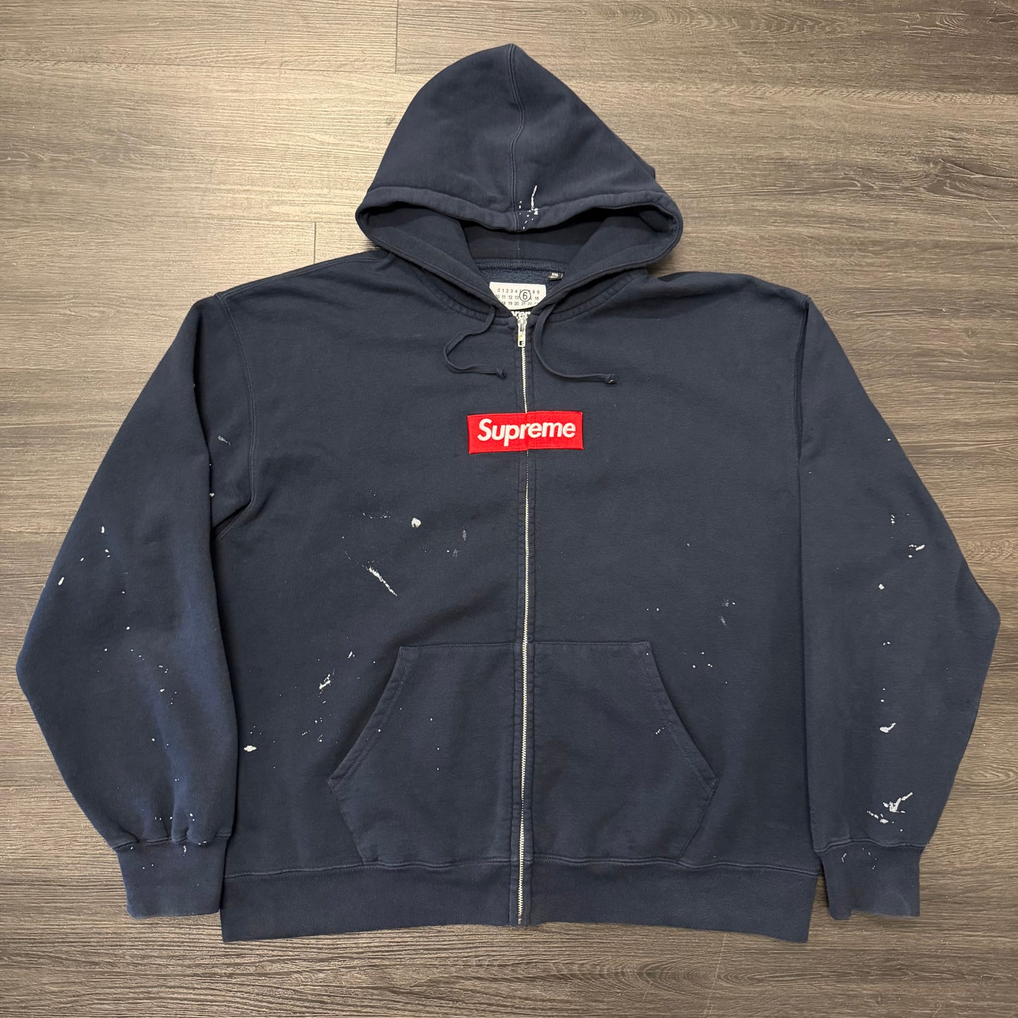 Supreme MM6 Maison Margiela Box Logo Zip Up Hooded Sweatshirt Navy