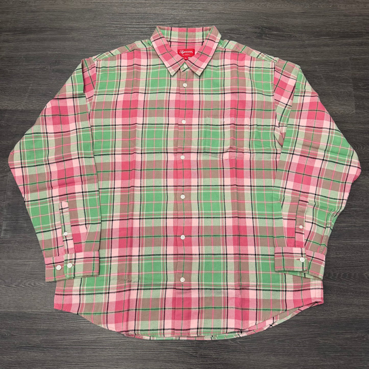 Supreme Pink Green Button Down