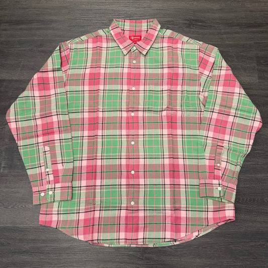 Supreme Pink Green Button Down