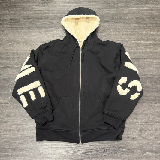 Supreme Faux Fur Lined Zip Up Hooded Sweatshirt